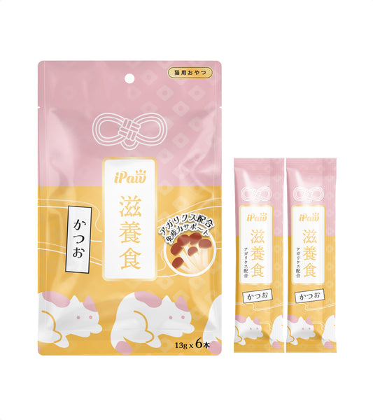 iPaw - 滋養食 貓肉泥條 鰹魚＋巴西蘑菇（猫のピューレ かつお アガリクス）